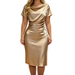 Rochie bodycon elegantă din satin cu volane pentru femei