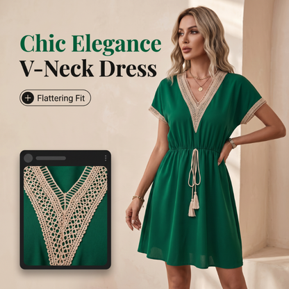 Rochie boho din dantelă cu decolteu în V pentru femei