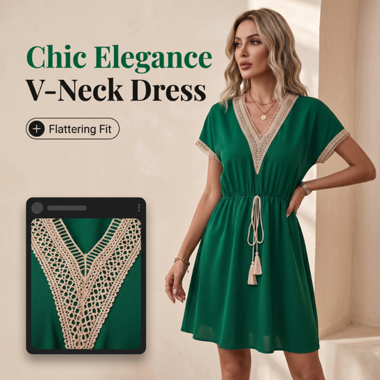 Rochie boho din dantelă cu decolteu în V pentru femei