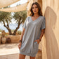 Rochie tip tricou cu decolteu în V pentru femei, mărimi mari