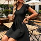 Rochie de vară pentru femei cu mâneci flutter și decolteu în V
