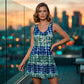 Rochie pentru femei, fără mâneci, cu decolteu în V, vopsită în stil tie-dye