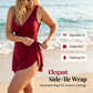 🥳⌛️🩱Rochie de baie elegantă, în culori uni, pentru mărimi mari – Costum de baie dintr-o singură piesă, cu textură premium, pentru plajă și piscină