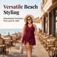 🥳⌛️🩱Rochie de baie elegantă, în culori uni, pentru mărimi mari – Costum de baie dintr-o singură piesă, cu textură premium, pentru plajă și piscină