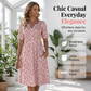 Rochie casual pentru femei cu decolteu în V, imprimeu și buzunare💐👗