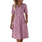 Rochie casual pentru femei cu decolteu în V, imprimeu și buzunare💐👗