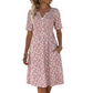 Rochie casual pentru femei cu decolteu în V, imprimeu și buzunare💐👗
