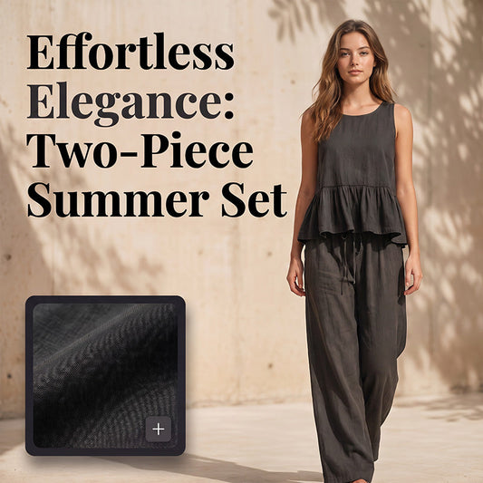 Trending Now⭐💃 Set de vară din două piese, vaporoas – Top cu volane și pantaloni comozi cu talie largă