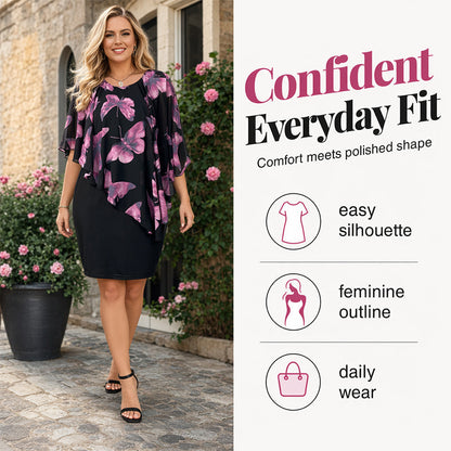 Rochie bodycon cu cape și imprimeu floral pentru femei