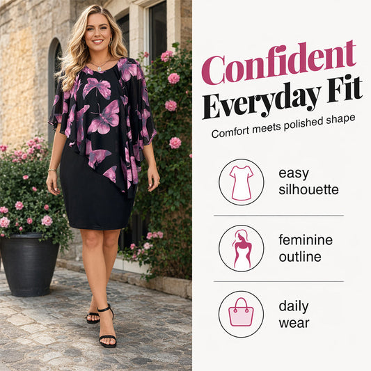 Rochie bodycon cu cape și imprimeu floral pentru femei