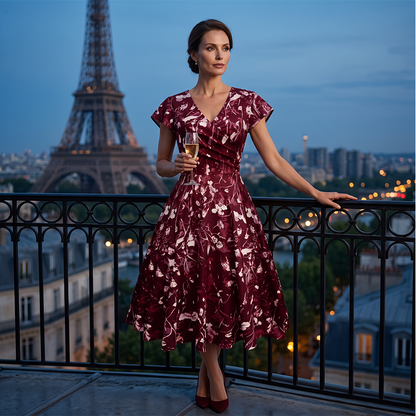 Rochie elegantă pentru femei, cu imprimeu și buzunare