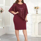 Rochie elegantă pentru femei cu paiete, pelerină asimetrică, croială subțire, lungime midi