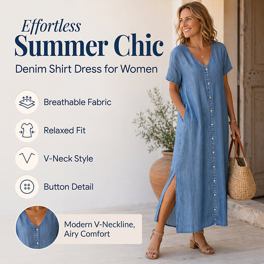 👗 Rochie casual de vară pentru femei, cu nasturi în față