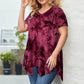 ✨ Bluză tie-dye cu decolteu V, croială neregulată lejeră, stil trendy de vară