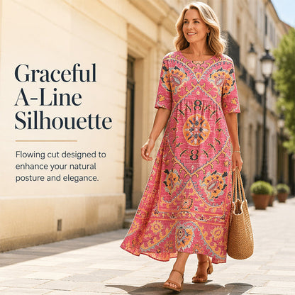 Rochie de damă lejeră, cu imprimeu, croială largă