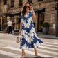 Rochie casual pentru femei, cu decolteu în V și imprimeu