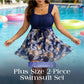 Set de costum de baie din două piese, pentru siluete pline, cu efect de modelare a abdomenului