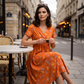 Rochie pentru femei cu decolteu în V, imprimeu floral și talie răsucită