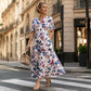 👗 Rochia de dama casual cu imprimeu floral si decolteu in V
