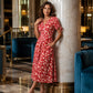 👗 Rochia de dama casual cu imprimeu floral si decolteu in V