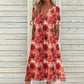 👗 Rochia de dama casual cu imprimeu floral si decolteu in V