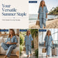 ⌛Ofertă pe timp limitat - Set casual din 2 piese, lejer, cu decolteu în V și dungi, pentru femei