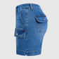 Stil Sezonier 🌸 Șorturi din denim casual, elastice, pentru femei