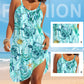 Rochie de plajă fără bretele, stil ocean, cu imprimeu de vară