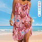 Rochie de plajă fără bretele, stil ocean, cu imprimeu de vară