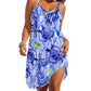 Rochie de plajă fără bretele, stil ocean, cu imprimeu de vară