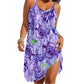 Rochie de plajă fără bretele, stil ocean, cu imprimeu de vară