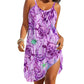 Rochie de plajă fără bretele, stil ocean, cu imprimeu de vară