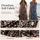 Rochii lungi pentru femei cu imprimeu leopard și buzunare, rochie casual cu mâneci scurte