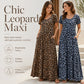 Rochii lungi pentru femei cu imprimeu leopard și buzunare, rochie casual cu mâneci scurte