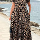 Rochii lungi pentru femei cu imprimeu leopard și buzunare, rochie casual cu mâneci scurte