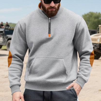 Herre sweatshirt med ståkrage og halv glidelås