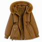 Dame vattert parkas med imitert pels for vinter
