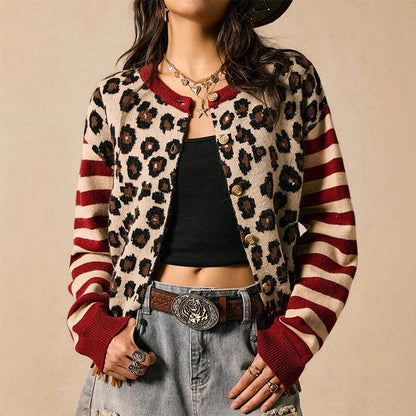 Kvinner leopardmønstret cardigan