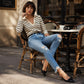 Dame retro-slitte jeans med revner