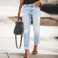 Dame retro-slitte jeans med revner