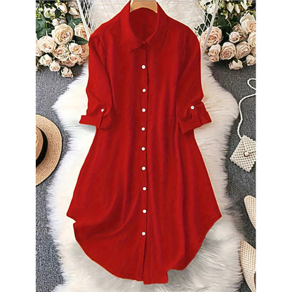 Dame uformell langermet bluse med knappestolpe