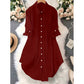 Dame uformell langermet bluse med knappestolpe