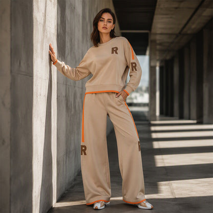 Dame casual sweatshirt og vidbuksesett