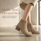 Women's Suede Martin Boots with Slanted Buckle Chunky Mid Heel and Side Zipper Ankle Boots