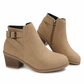 Women's Suede Martin Boots with Slanted Buckle Chunky Mid Heel and Side Zipper Ankle Boots