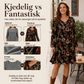 Elegant kjole med lønnebladtrykk for kvinner