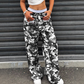 Women's Baggy Camo Pants with Drawstring Waist
