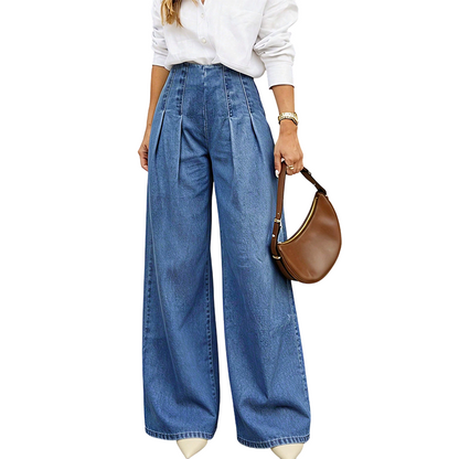 Jeans med høy midje og vide ben for kvinner