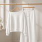 Sett med avslappet off-shoulder-top og bukser med vide ben for damer