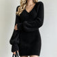 Dame kort kjole i myk strikk med V-hals